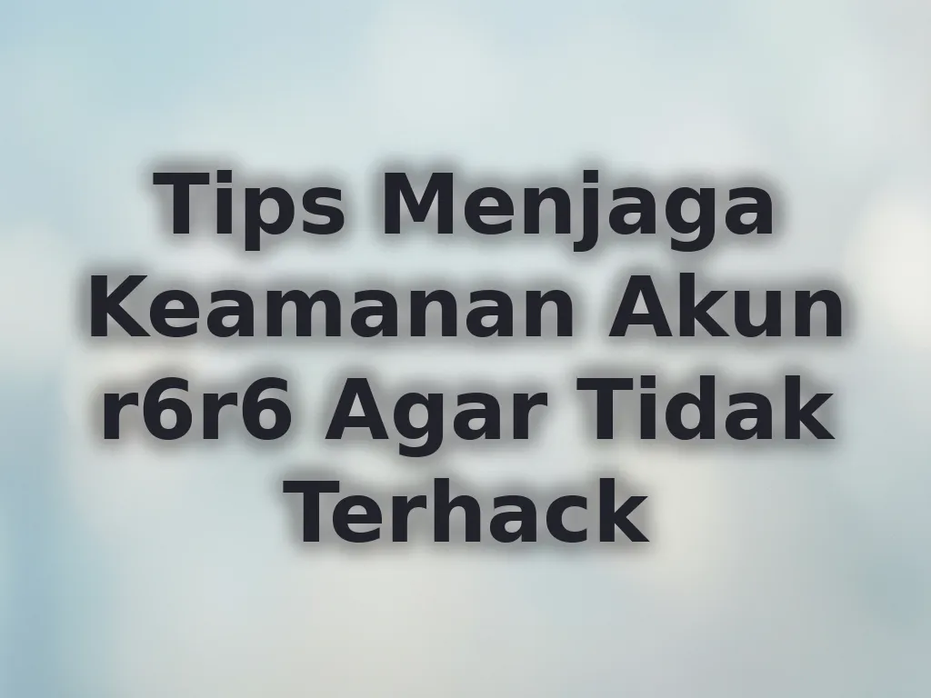 Tips Menjaga Keamanan Akun r6r6 Agar Tidak Terhack